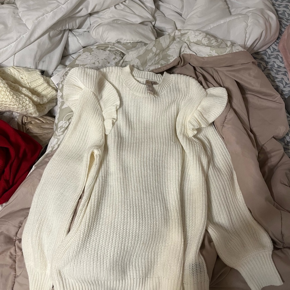 Misia Cream Ruffle Sweater